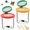Kisvic Lente di ingrandimento per bambini, 2 pezzi, vetro di ingrandimento per bambini, per insetti 3 e 6 scomparti, giocattolo per bambini all'aperto, scienza, natura, esplorazione