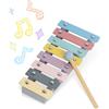 WOODENFUN Montessori, giocattolo musicale in legno, per bambini di 3 anni, set da 4 pezzi, tamburello, xilofono, flauto e fondo risonante, set di giocattoli per illuminazione musicale