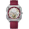 RORIOS Orologio da Uomo Automatico Meccanico Orologi da Polso Minimalista Scheletrato Orologi Casuale Impermeabile Orologi Cinturino in Silicone Bianco Rosso B