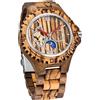 Tiong Marrone sei aghi fase lunare uomini orologio in legno scavato orologio automatico orologio meccanico in legno per gli uomini, Mwd-03moon