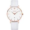 Kistanio Moyen Orologio da donna piatto con cinturino in pelle vetro zaffiro 38 mm diametro acciaio inossidabile data diverse varianti, oro rosa, bianco, bianco, cinghia