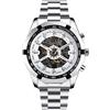 RORIOS Orologio da Uomo Orologio da Polso Meccanico Automatico Luminoso Orologio con Cinturino in Acciaio Inox Scheletro Orologio