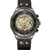 RORIOS Orologio da Impermeabile Meccanico Uomo Vintage Luminosi Orologi da Polso Skeleton Automatico orologi con Cinturino in Pelle 3ATM