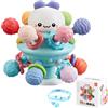 LYEAA Giocattoli sensoriali for la dentizione con ventosa Sonaglio for neonati Giocattoli da masticare Giocattoli for bambini senza BPA for neonati Ragazzi e ragazze 0 3 6 9 12 18 mesi (Blu