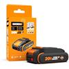 WORX WA3639 Batteria agli ioni di litio PowerShare 20V 2.0Ah con indicatore di carica e protezione da sovraccarico