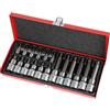 EFUTURETIME Set di 18 Corredi di Bussole da 1/2 T30,T40,T45,T50,T55,T60 (Lunghezza: 55 mm e 100 mm) e 1/4 T8,T10,T15,T20,T25,T27 Chiavi Torx, Kit di Bussole CR-V con Custodia in Metallo