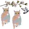COM-FOUR® 2x gufo fittizio - deterrente per uccelli amico degli animali - rapace artificiale da appendere - gufo seduto con campana e pellicola riflettente