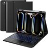 MoKo Custodia per iPad PRO 13 Pollici con Tastiera Bluetooth Staccabile, Retroilluminata e Touchpad, Custodia con Tastiera per iPad PRO 13 Pollici 2024 con Portapenne,Nero
