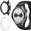 Vanrain Cover per Xiaomi Mi Watch S4, 2 Pezzi Custodia Protezione Totale Ultra Sottile Cover Rigida per PC Schermo con Pellicola Vetro, Transparent+Nero