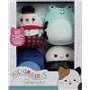 Squishmallows Micromallows Squishmallows Original Plush - Confezione da 4 peluche - Solenn Sushi, Preeti Slug, Ukee Clown e Dear Frog