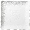 YBKTEX YBK Tech Elegante piatto quadrato in pizzo goffrato, piatto da portata in ceramica per colazione e tè pomeridiano (bianco, 20,3 cm)
