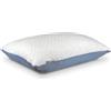 ceda Cuscino ortopedico di prima qualità, 50 x 70 cm, memory foam e federa, regolabile in altezza, altezza massima 15, cuscino per chi dorme sul fianco, bianco e blu (CEDA01)