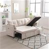 Autheria Divano Letto 3 Posti con Penisola, Divano Angolare 3 Posti Forma di L, Divano Letto Matrimoniale con Materasso, Divano 3 Posti con Braccioli e Vano Portaoggetti, Poliestere Beige