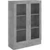 Homgoday Vetrine, libreria con ante in vetro, mobiletto autoportante per soggiorno, ufficio, credenza con scaffale, grigio cemento, 82,5 x 30,5 x 115 cm, legno ingegnerizzato
