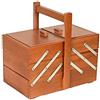 STAFIL Cestino cucito portalavoro, 3 piani, in legno, scatola porta accessori cucito e sartoria 29 x 17 x 18 cm (Legno scuro (noce))