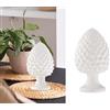 Mondocreazioni Soprammobile pigna decorativa in ceramica stile siciliano gdm (BIANCO, H 25 CM 24002PW)