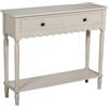 DRW Consolle Mobile Tavolo d'ingresso con 2 cassetti in Legno Beige, Medidas: 90x28x75cm