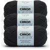 Caron All Day Cotton - 3 confezioni da 170 m/99,8 g nero 100% cotone mercerizzato filato