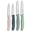 Victorinox Swiss Classic, set di coltelli per pomodori e verdure, 4 pezzi, lama affilata, 8 e 10 cm, bordo seghettato, acciaio inossidabile, Toni rossi, sfumature di verde