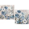 DRW Quadro su Tela con Fiori Dipinti a Mano in Bianco. Blu e Verde 40 x 3,5 x 40 cm, Medidas: 40x3.5x40cm