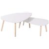 HUOLE Set di 2 Tavolini da Salotto Tavolini Sovrapponibili Design Moderno,Tavoli Bassi da Caffè con Gambe in Legno per Soggiorno,Camera, balcone,Due ovali: bianchi