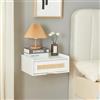 [en.casa] Mensola da Parete con Cassetto Integrato Comodino Sospeso Mobile Salvaspazio per Camera da Letto Cucina Bagno Ingresso 40 x 30 x 16,5 cm - Bianco