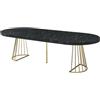 Vente-unique-Tavolo da pranzo allungabile da 2 a 12 coperti in MDF e Acciaio Effetto marmo Nero e Oro - FIRELA