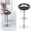 TUITUI Set di 4 Sgabelli da Bar, Seduta in plastica ABS, Sedia da Bar Alta con Supporto Lombare e Poggiapiedi, Sgabelli da Cucina con Altezza Regolabile 81-101 cm, Seduta 43×43×26 cm (Nero)