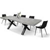 PAZZO DESIGN Tavolo Allungabile Iride, Tavolo Soggiorno, Tavolo Cucina, Gambe Incrociate X Nero, Made in Italy, Grigio Cemento, 160x90x76 cm - id_2065-N