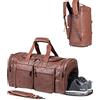 seyfocnia Borsa Weekend Uomo con Scomparto Scarpe, Borsa da Viaggio Impermeabile in Pelle - Borsa da Palestra Duffle Grande per Sport e Viaggi, Tote Bag da Cabina con Capacità Massima - Marrone Alla Moda