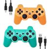 ＲＵＥＩＵＲＩ PS-3 Controller 2 Pack, Dual Shock 3 Wireless Gamepad Joystick for PlayStation 3, Compatible with PS-3 Console, Ergonomic Design, Rechargeable Battery, Vibration Feedback - 2 Controllers in Set