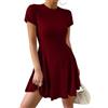 ABINGOO Vestito Corto Cocktail Donna Estivo Bodycon Elegante Abito Sexy Party Festa Mini Vestiti Discoteca Maniche Corte Swing Abiti(Rosso,M)