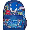 SONIC THE HEDGEHOG Zaino per bambini, ragazzi e ragazze, zaino scolastico di alta qualità con tasca in rete per bottiglia d'acqua, grande capacità, multicolore, borsa da viaggio ufficiale Sega