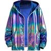 Generico Giacca da Maglione con Cerniera a Cardigan Tascabile con Superficie Luminosa Sfumata Colorata Semplice alla Moda da Uomo Giacchetto Primaverile (Blue, L)