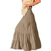 Generic Gonne da donna in lino per UK gonne galleggianti per UK gonna lunga Plus Size Boho Maxiskirt estate spiaggia gonna estiva tinta unita gonna elastica in vita plus size abbigliamento boho, cachi, L