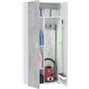 Habitdesign Armadio multiuso con 2 porte, armadio scovolino, finitura in bianco Artik e cemento, dimensioni: 80 cm (larghezza) x 182 cm (altezza) x 37 cm (profondità)