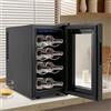Kozivmo Frigorifero per vino - Temperature control - Frigorifero per vino supporta 8 bottiglie, porta panoramica, illuminazione interna, porta bicchiere da vino integrato, capacità 23 l