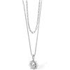 VICKWOOD Collana da donna forma sole, 50-60 cm, ciondolo sole, acciaio inox, impermeabile, placcato oro rosa 16 carati, nero/argento, con confezione regalo