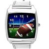 TAPORT Orologio quadrato in pelle color argento per gli appassionati di rugby, Argento, Bracciale