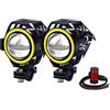 Biqing 2x Fari Moto Faretto Anteriore Giallo,U7 Motociclo del LED Fendinebbia 12V 24V Fari Ausiliari del LED Luce di Guida Add-On Fendinebbia 1 Modalità per Moto Scooter Auto Bici Camion Barca