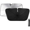 LMSHOWOWO Parasole Auto Parabrezza Interno 140 x 80 cm, Pieghevole Ombrello Auto, Protezione UV e Calore, Parasole Parabrezza con Asse Rotante 360°, per la Maggior Parte delle SUV, Camion