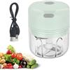 Baxcdyswe Tritatutto da Cucina Elettrico 250ml, Mini Frullatore Elettrico, USB Multi-Tritatutto Ricaricabile, 3 Lame in Acciaio Inox, Portatile Frullatore Piccolo per Carne, Frutta, Aglio (Verde)