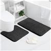 AUAUY Set Tappeti Bagno 2PZ in Microfibra, Tappetino da Bagno Antiscivolo con Forma a U, Bathroom Super Assorbente, Antiscivolo Assorbe Lavabile, Per Vasca da Bathroom o Come WC, Nero