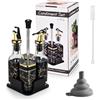 TDSYDS 2 barattoli per spezie quadrati con coperchio nero + 2 bottiglie per olio con base - set sale e pepe olio aceto - set shaker per spezie - barattoli per spezie - bottiglia per olio d'oliva