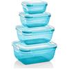 Grizzly Contenitore per Alimenti con Coperchio - Rettangolare - Set da 4 - Ermetico - Anti Perdite - senza BPA