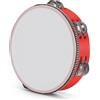 Flexzion Tamburello a mano in legno per adulti, 20,3 cm, doppia fila, 8 paia di sonagli (rosso) - Tamborini rotondi a percussione strumento musicale con zills in metallo