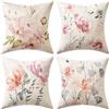 MIULEE Set di 4 Impermeabili Federe Cuscini Decorativi Copricuscini Cuscini Stampati Fodera di Cuscinetti di Panno da Divano Esterno Soggiorno Balcone Fiore