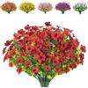 AIOR 10 Pezzi Fiori di Seta Artificiali, Fiori Finti Artificiale Piante Resistenti ai Raggi UV per Interni ed Esterni, Decorazione per Casa, Ufficio, Giardino, Patio, Cortile (Rosso)