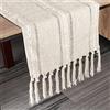 DINSONG Runner da tavola in stile bohémien, 13 x 72, beige, macramè, vintage, runner da tavola in lino di cotone con nappe, pizzo all'uncinetto, tovaglia macramè, tavolo da pranzo, tavolo da pranzo