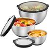 SILBERTHAL Set ciotole acciaio inox cucina - Impilabile e antiscivolo - Coperchio ermetico 1,6L / 3L / 5,1L